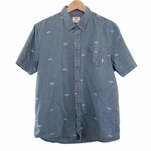 VANS Casual Button Up Short-sleeve Blue White, M